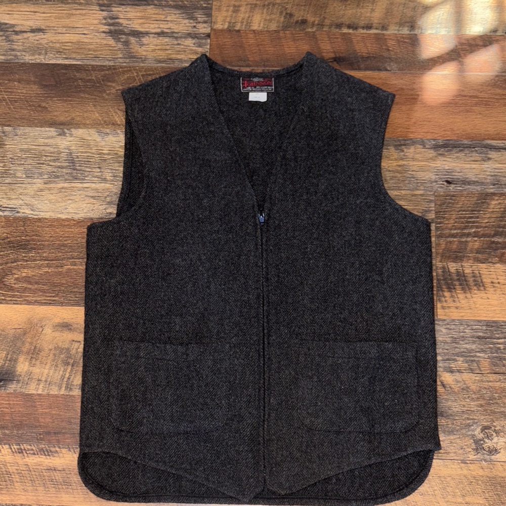 Vtg Johnson Woolen‎ Mills USA Mens Vest Herringbone Wool size 38